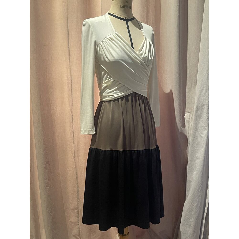 Vintage Color Block Wrap Dress S/M